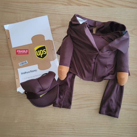 UPS Delivery Dog Costume with Cap and Box - Picture 2 of 6